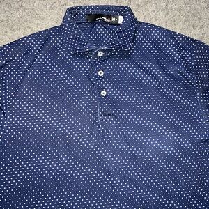 RLX Ralph Lauren Polo Shirt Mens M Navy White Micro Dot Golf Wicking Tech